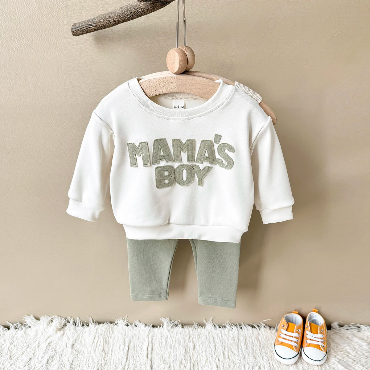 MAMA'S BOY Baby Outfit Set - Long Sleeve Sweatshirt & Pants