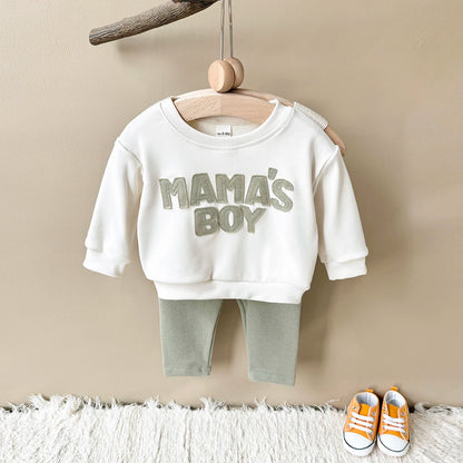 MAMA'S BOY Baby Outfit Set - Long Sleeve Sweatshirt & Pants