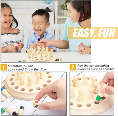 Wooden Color Matching Chess Puzzle for Kids' Learning Fun