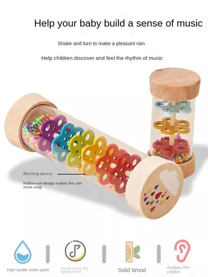 Wooden Rain Sound Pipe Toy for Early Educational Play