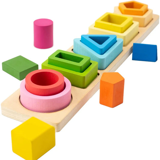 Wooden Sorting and Stacking Toys for Toddlers and Babies