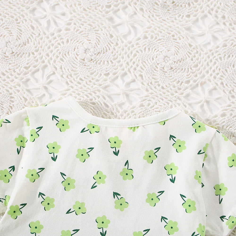 Summer Baby Girl Cotton Floral Dress with Shoulder Straps