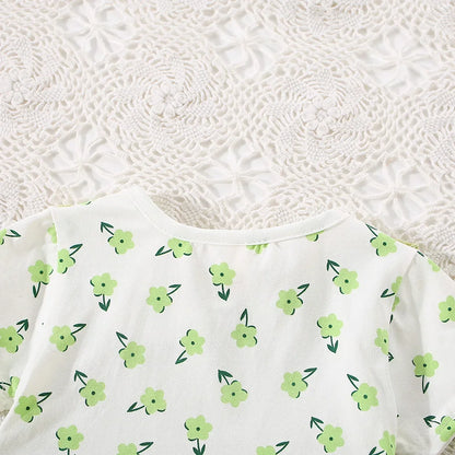 Summer Baby Girl Cotton Floral Dress with Shoulder Straps