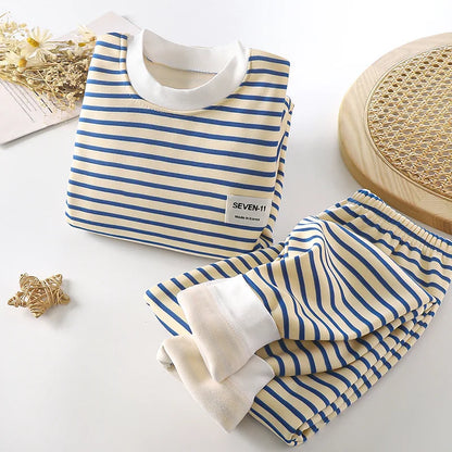 Warm Kids' Autumn/Winter Plush Top and Pants Set