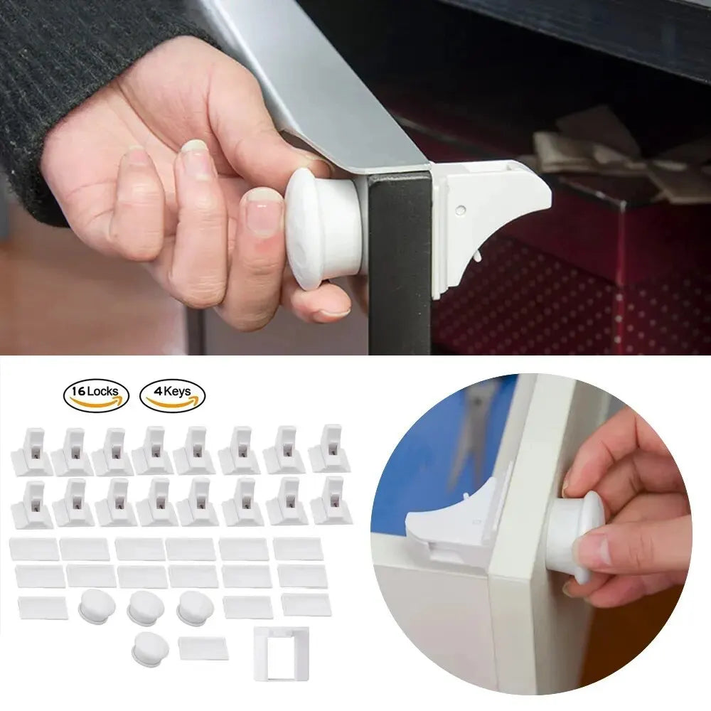 Invisible Magnetic Child Safety Locks for Cabinets and Drawers