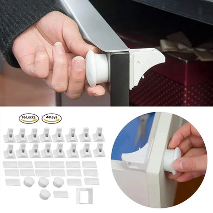 Invisible Magnetic Child Safety Locks for Cabinets and Drawers