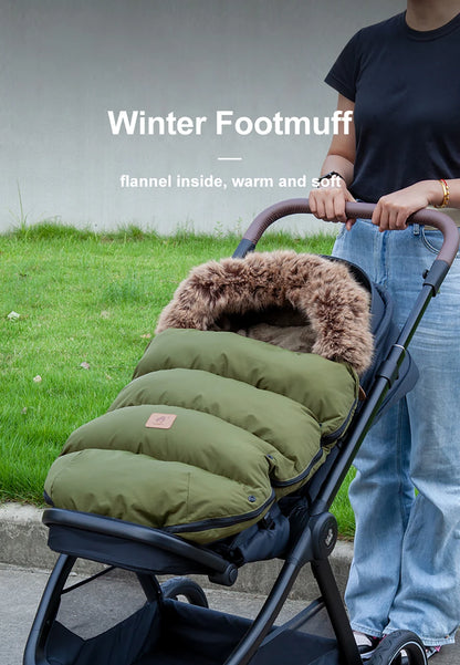 Stroller Winter Cover Footmuff - Warm Fur-Lined Baby Carriage Bag with Removable Flannel for Newborns | Winter Stroller Accessories