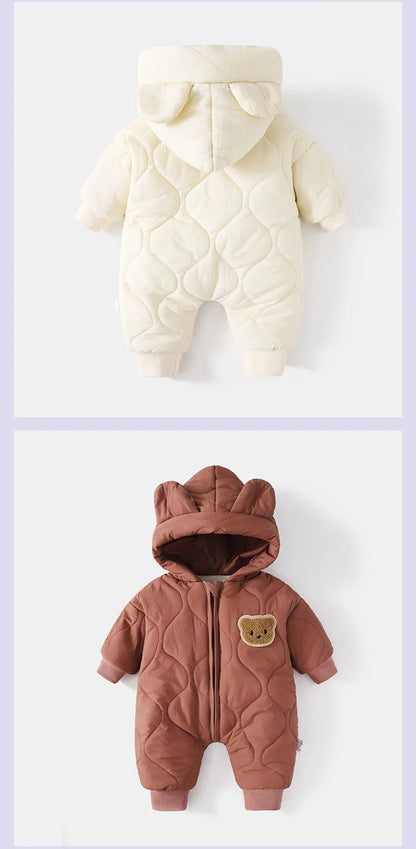 Warm Fur-Lined Winter Romper for Babies and Toddlers