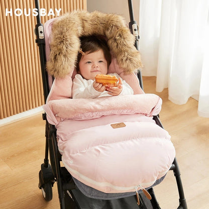 Stroller Winter Cover Footmuff - Warm Fur-Lined Baby Carriage Bag with Removable Flannel for Newborns | Winter Stroller Accessories