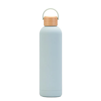 Stylish Bamboo Lid Stainless Steel Thermos Cup Perfect for Travel

