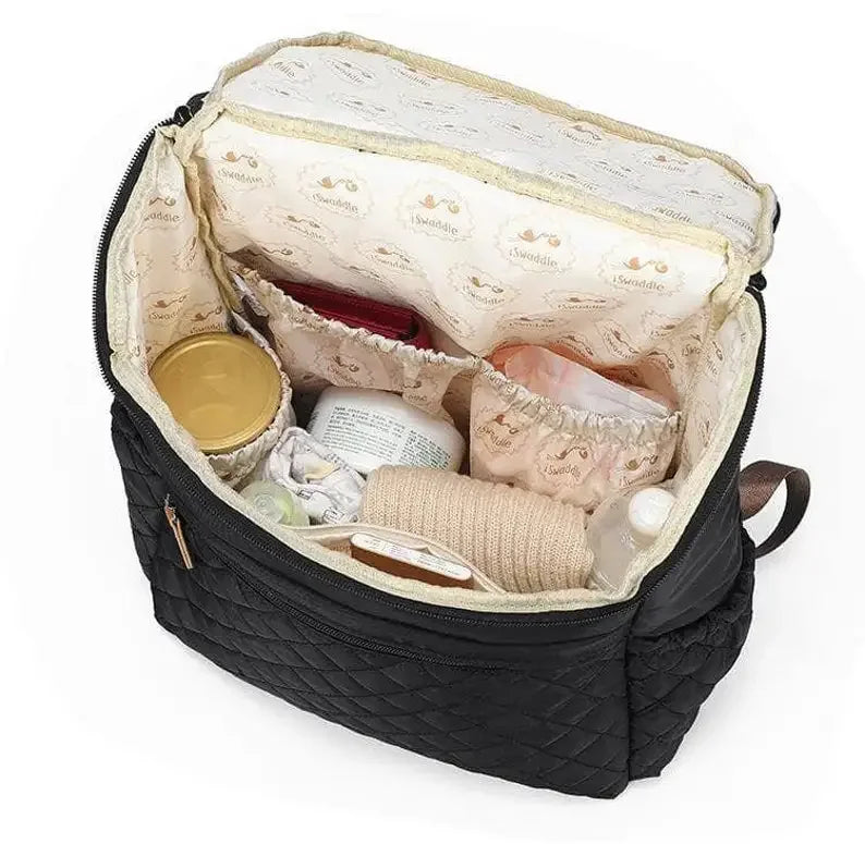 Stylish Multifunctional Diaper Bag Backpack with Thermal Bottle Holder