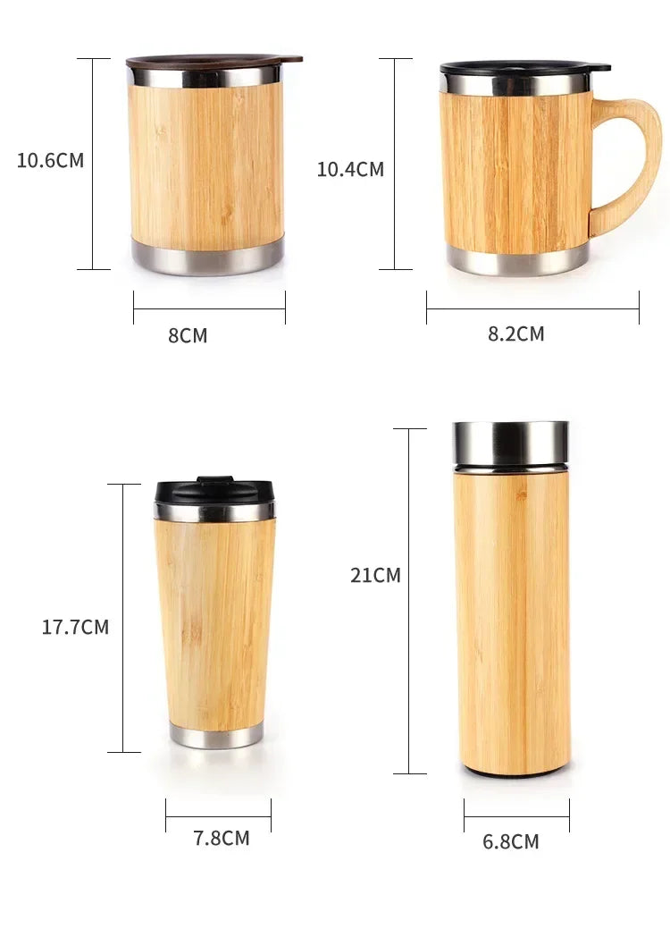 Versatile Bamboo Thermos for Coffee, Tea, and Cold Beverages
