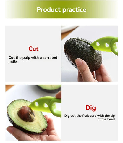 3-in-1 Avocado Slicer Tool – Corer Peeler Cutter Kitchen Gadget