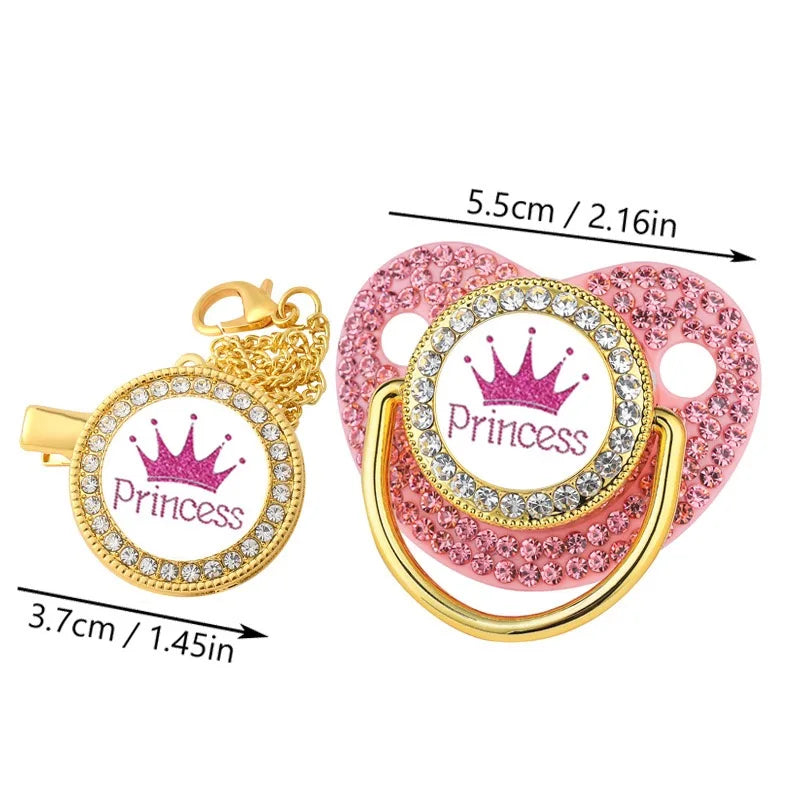 Princess babysmokk med klips ��� BPA-fri Bling-dummy for jenter