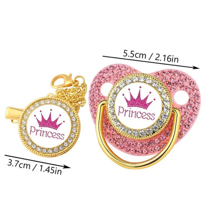 Princess babysmokk med klips ��� BPA-fri Bling-dummy for jenter