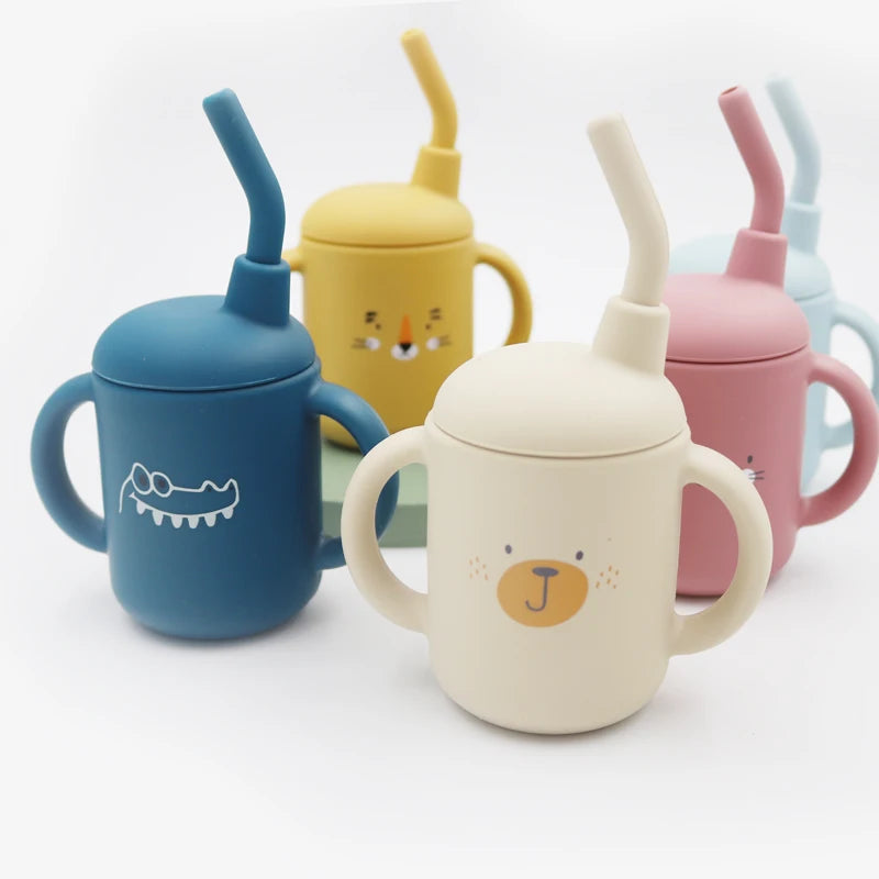 Ny tegneserie 120 ML Baby Silikon Sippy Cup BPA-fri bærbar oppbevaring Snack Container Mate Cup Lekkasikker treningskopp