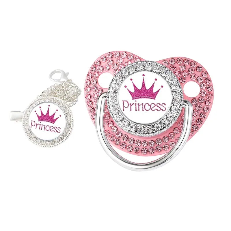 Princess babysmokk med klips ��� BPA-fri Bling-dummy for jenter