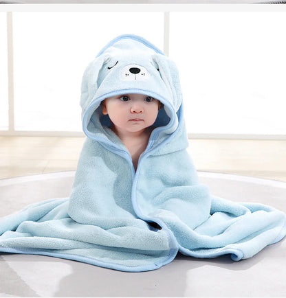 Weiche Baby-Badetuchdecke mit Kapuze und Cartoon-Tiermotiv