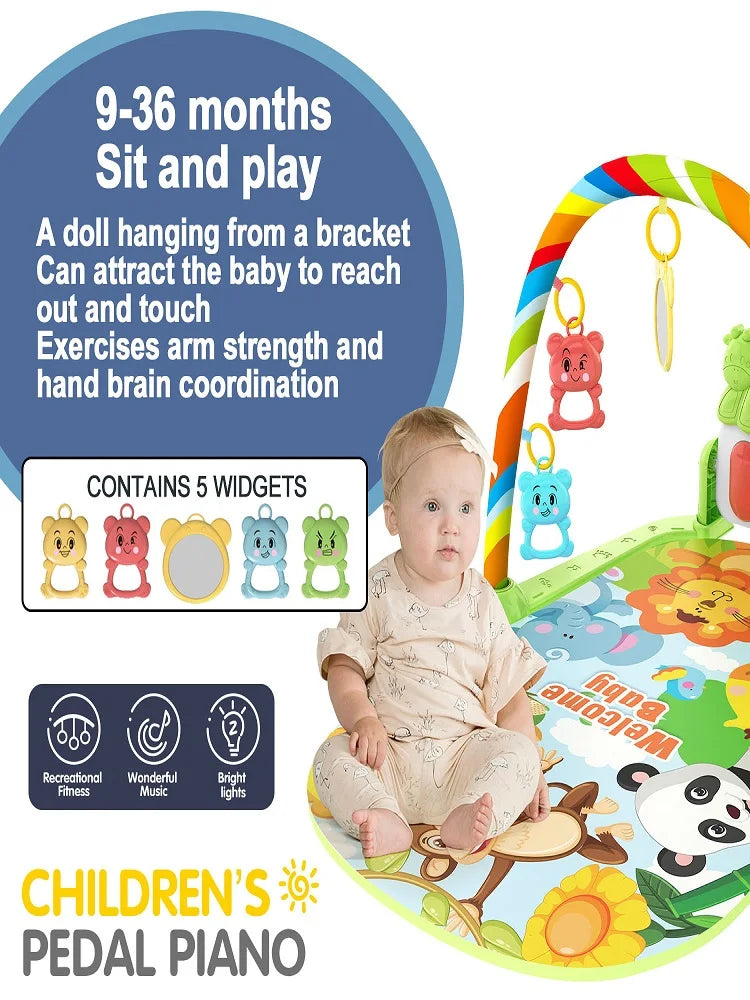 Baby gymmatte med piano for sanselek og utvikling