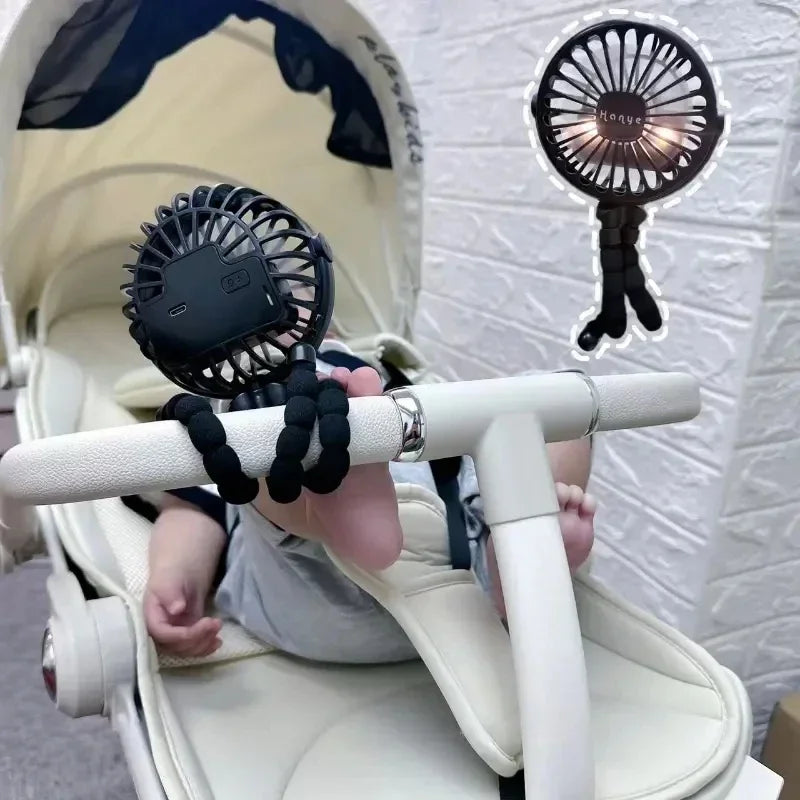 Wiederaufladbarer blattloser USB-Ventilator für Kinderwagen, tragbar, Mini