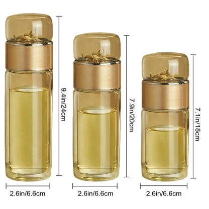 Dobbelvegg teinfuserflaske Borosilikatglass 280-500ml