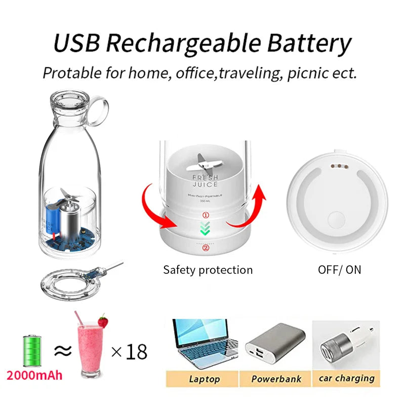 Mini trådløs bærbar blender USB oppladbar juicer