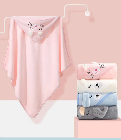 Weiche Baby-Badetuchdecke mit Kapuze und Cartoon-Tiermotiv