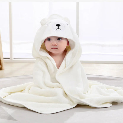 Weiche Baby-Badetuchdecke mit Kapuze und Cartoon-Tiermotiv