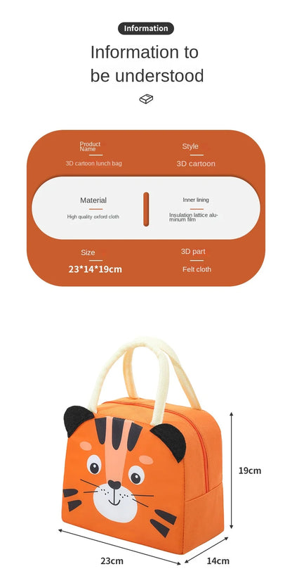 Cartoon Kinder Lunch Bag Wärmedämmung Aluminiumfolie Hochwertiges wasserdichtes Oxford-Gewebe Tragbare Lunch Bags Tote Neu