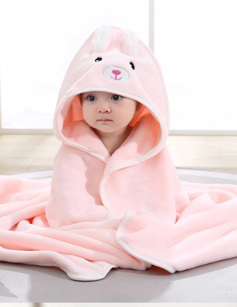 Weiche Baby-Badetuchdecke mit Kapuze und Cartoon-Tiermotiv