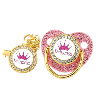Princess babysmokk med klips ��� BPA-fri Bling-dummy for jenter