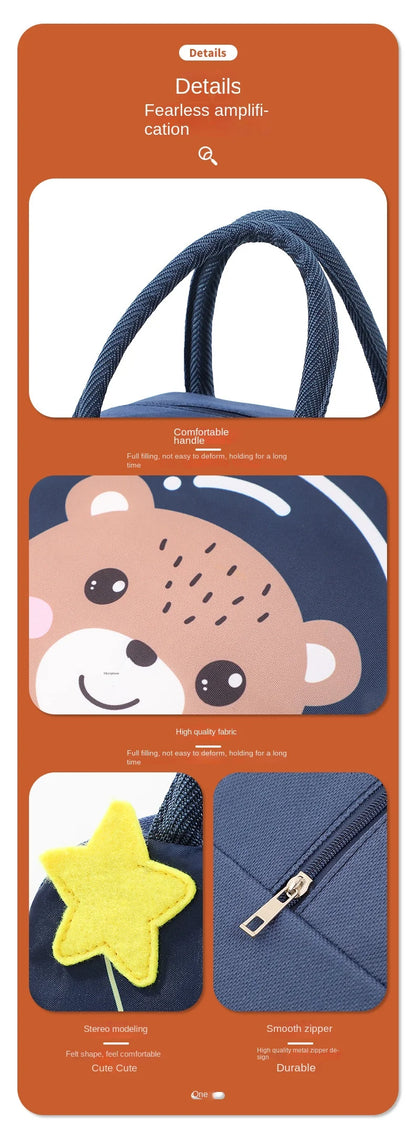 Cartoon Kinder Lunch Bag Wärmedämmung Aluminiumfolie Hochwertiges wasserdichtes Oxford-Gewebe Tragbare Lunch Bags Tote Neu