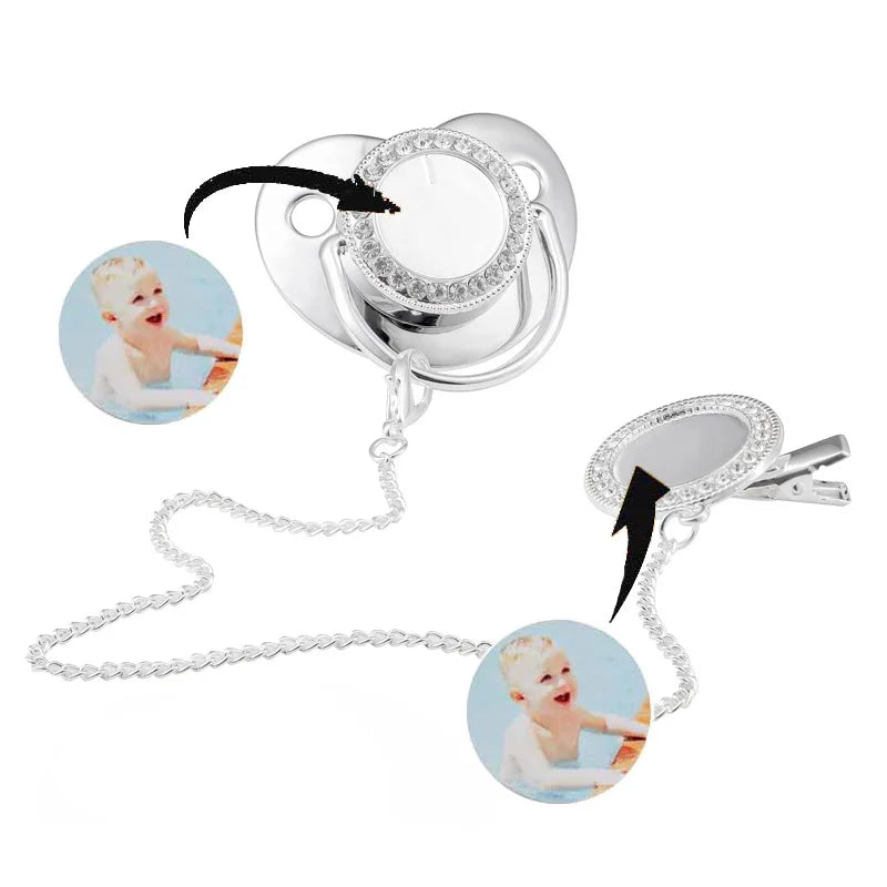 Sucette et attache-tétine en strass personnalisées - Conception sûre et sans BPA