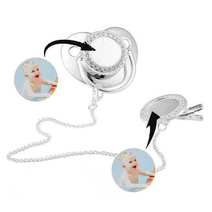 Sucette et attache-tétine en strass personnalisées - Conception sûre et sans BPA