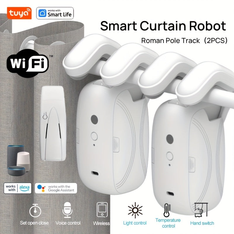 Smart Wi-Fi Curtain Robot Opener – App & Voice Control, Alexa & Google Compatible, Automatic Curtain System