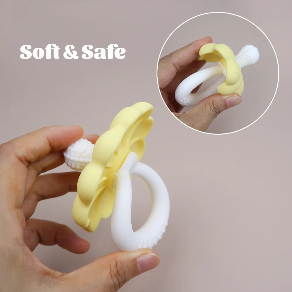 Anneau de dentition en silicone en forme de fleur pour bébé, grande taille, sans BPA, offre spéciale, 2024