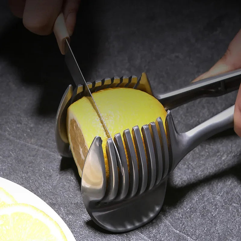 RVS Keuken Handheld Sinaasappel Citroensnijder Tomaten Snijclip Fruitsnijder Uiensnijder KeukenItem Snijder Accessoire