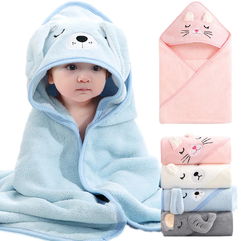 Weiche Baby-Badetuchdecke mit Kapuze und Cartoon-Tiermotiv