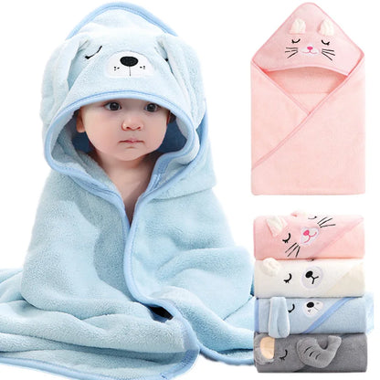 Weiche Baby-Badetuchdecke mit Kapuze und Cartoon-Tiermotiv