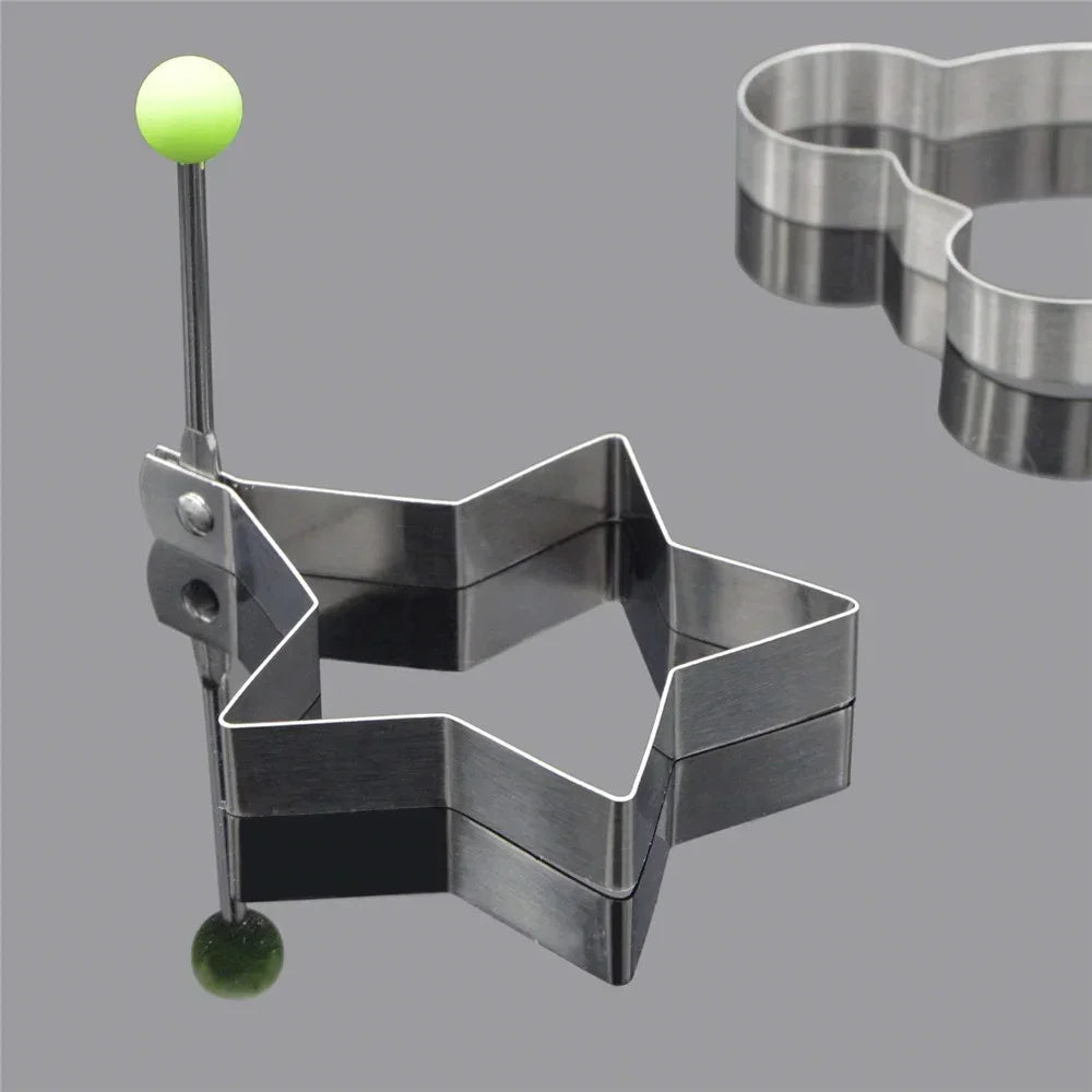 1/5 STUKS RVS ronde/hart/bloem/vijfpuntige ster en muisvormige ei mal ring keukengereedschap