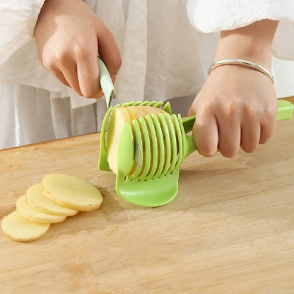 RVS Keuken Handheld Sinaasappel Citroensnijder Tomaten Snijclip Fruitsnijder Uiensnijder KeukenItem Snijder Accessoire