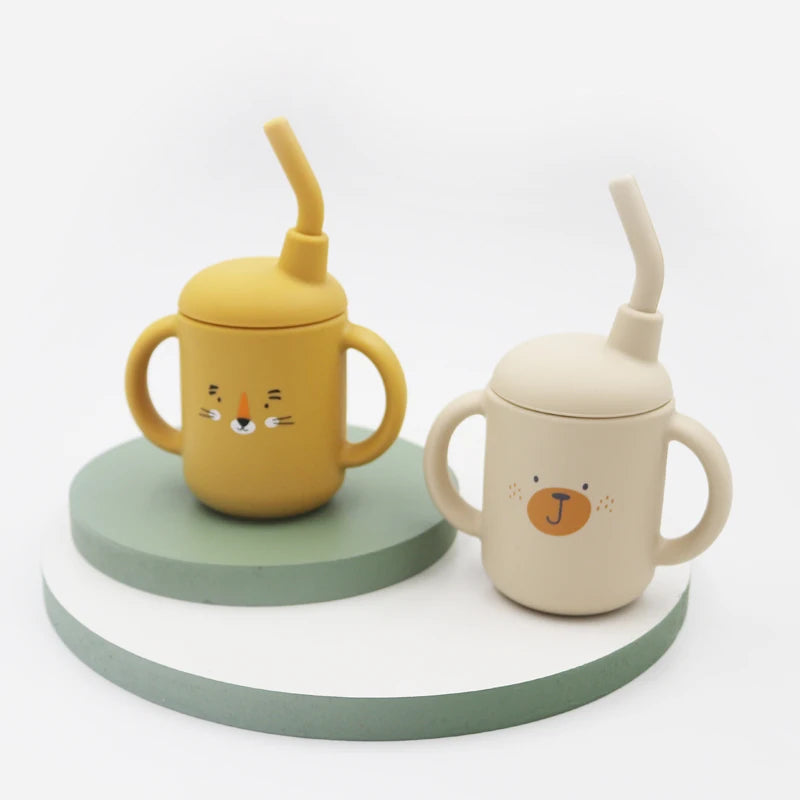 Ny tegneserie 120 ML Baby Silikon Sippy Cup BPA-fri bærbar oppbevaring Snack Container Mate Cup Lekkasikker treningskopp