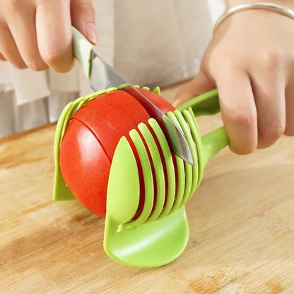 RVS Keuken Handheld Sinaasappel Citroensnijder Tomaten Snijclip Fruitsnijder Uiensnijder KeukenItem Snijder Accessoire