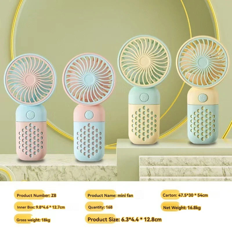 Ventilateur de charge portable 2025, petit ventilateur de poche mignon de dessin animé pour étudiant, mini ventilateur USB portable