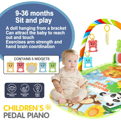 Baby gymmatte med piano for sanselek og utvikling