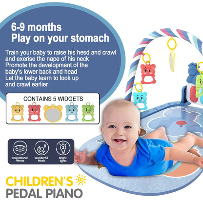 Baby gymmatte med piano for sanselek og utvikling