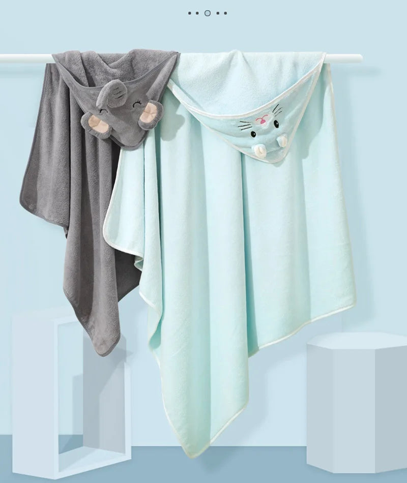 Weiche Baby-Badetuchdecke mit Kapuze und Cartoon-Tiermotiv