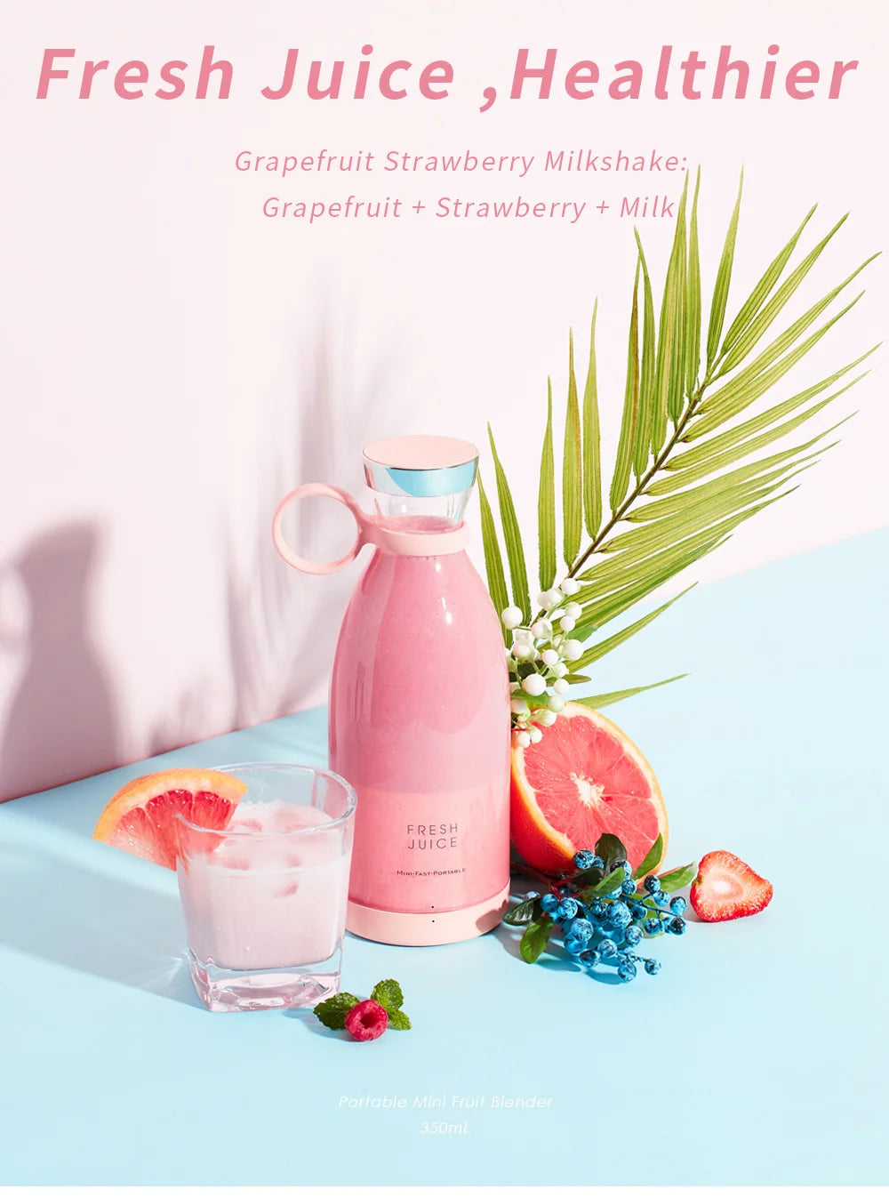 Mini trådløs bærbar blender USB oppladbar juicer