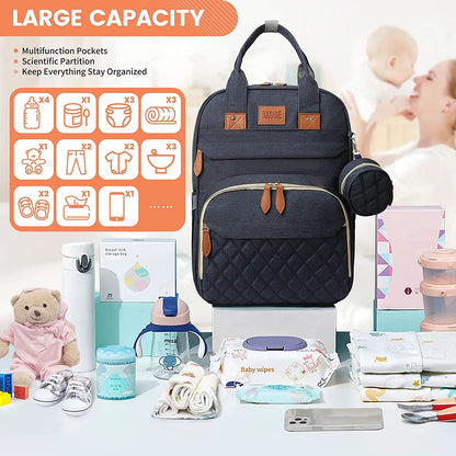 Foldable Diaper Bag Backpack with Crib & USB | Travel Ready