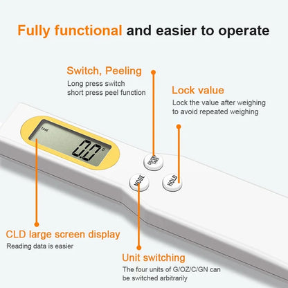 ميزان مطبخ رقمي صغير بشاشة LCD لقياس الطعام، 0.1-500 جرام، دقيق طهي، حليب، مسحوق قهوة، ملعقة قياس الوزن